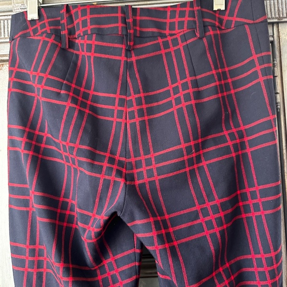 Smythe Wool Plaid Boot Cut Flare Pants Red/Navy Size 4 - Picture 12 of 12